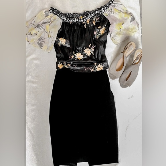 EXPRESS Black Midi Skirt fitted y2k skirt pencil skirt - Picture 3 of 13